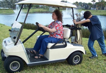 electric golf cart _push and white
